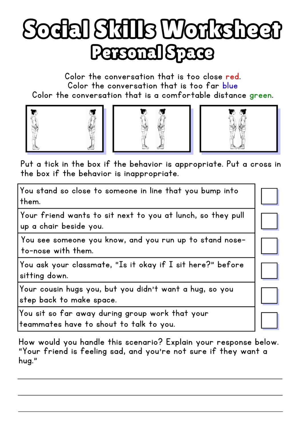 social skills worksheet