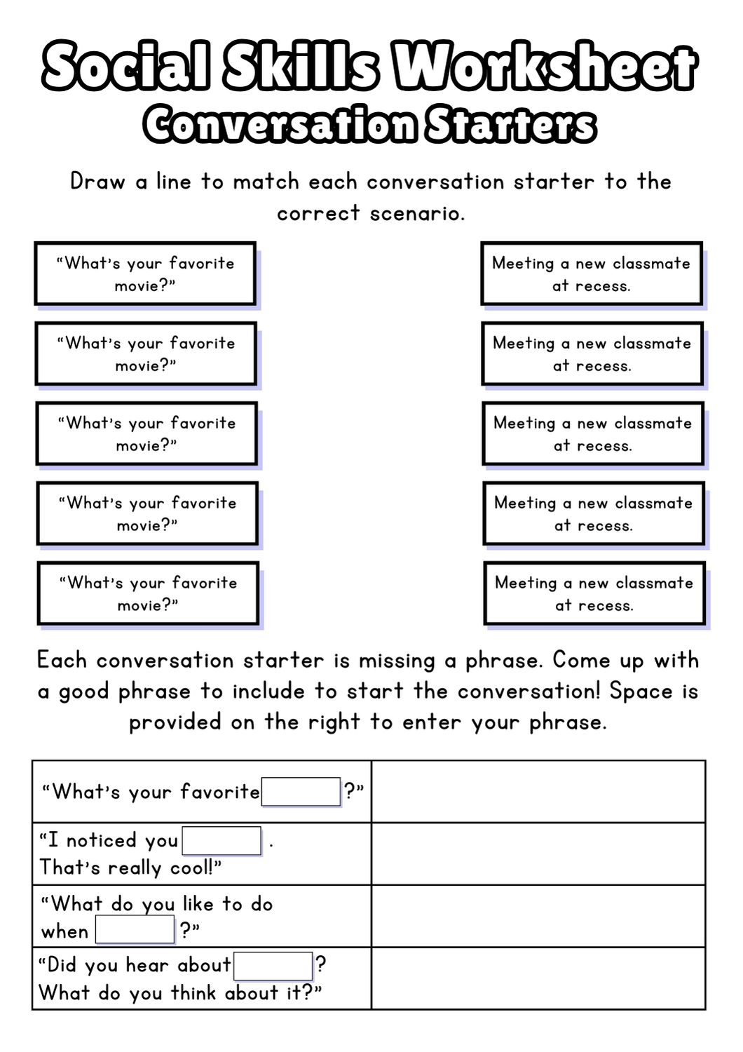 Free Social Skills Worksheets (2024)