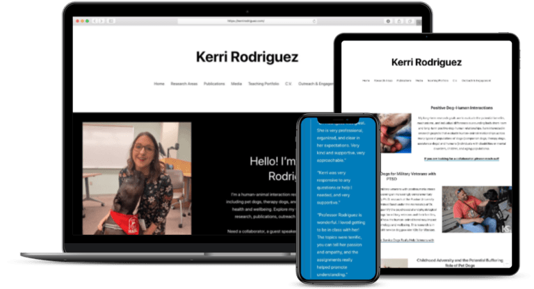 Dr. Kerri Rodriguez's website on laptop, tablet, and mobile screens.