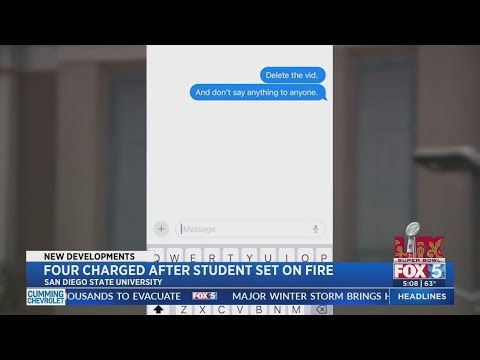 Four San Diego State fraternity members charged after one was set on fire (Fox 5 San Diego)