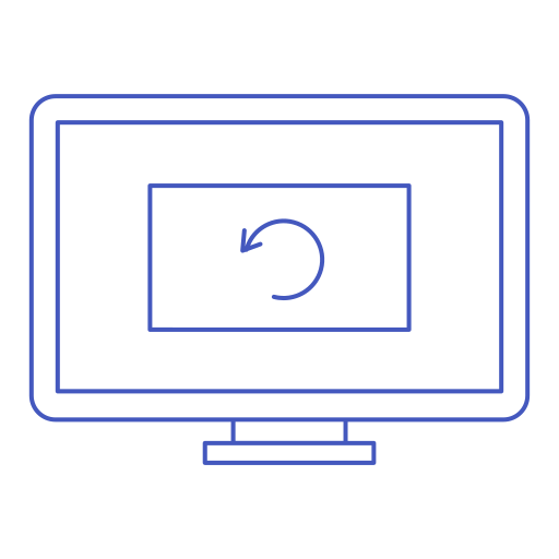 Icon of a video replay on a computer monitor