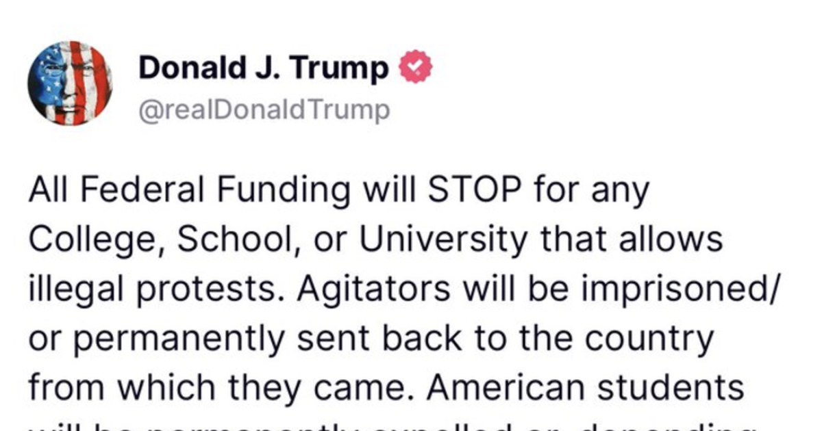 Statement on President Trump’s Truth Social post threatening funding cuts for ‘illegal protests’