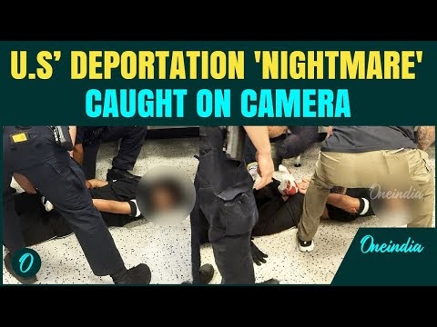 Indian Student Handcuffed and Pinned to Ground at Newark Airport Before Deportation (One India)