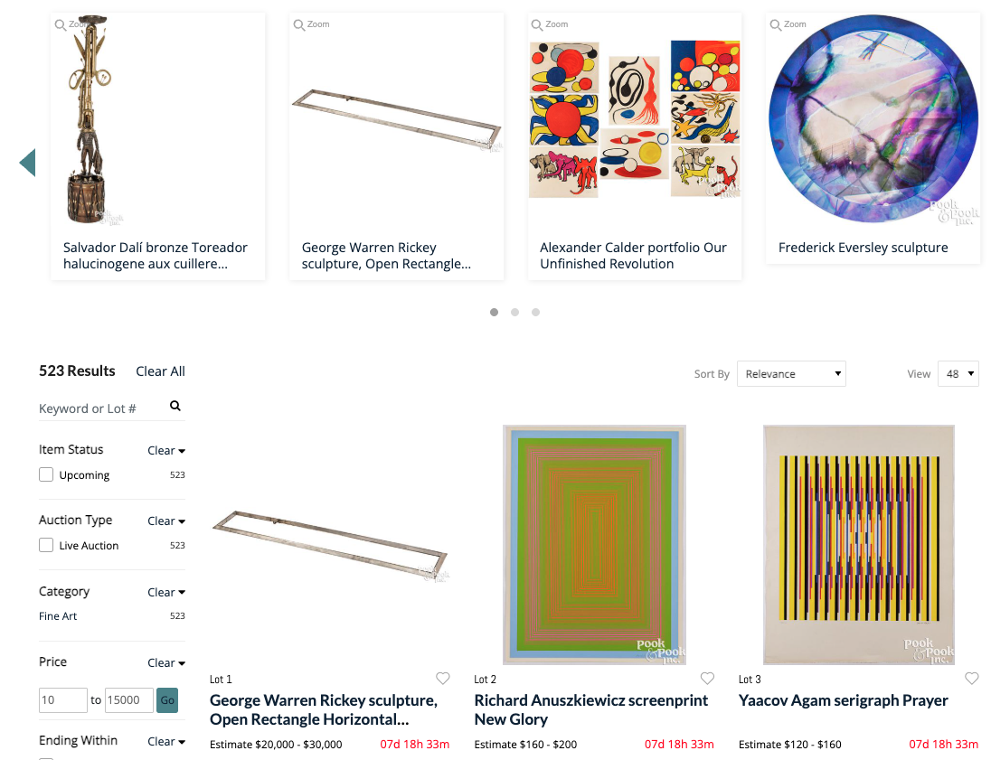 Albright College art collection auction screenshot