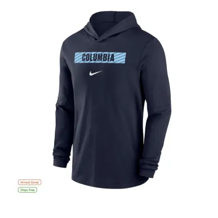 A Columbia University sweatshirt with the Nike emblem.