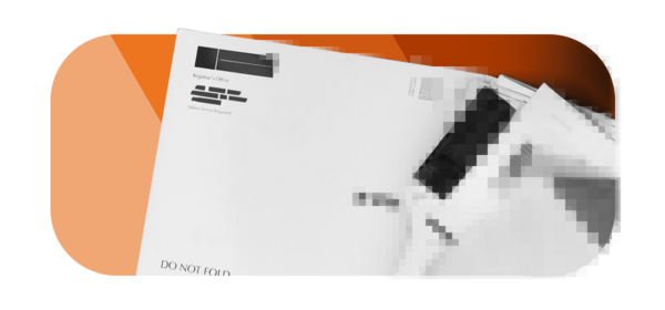 A stack of mail with a large no fold envelope.