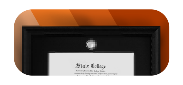 A degree put inside of a frame. 