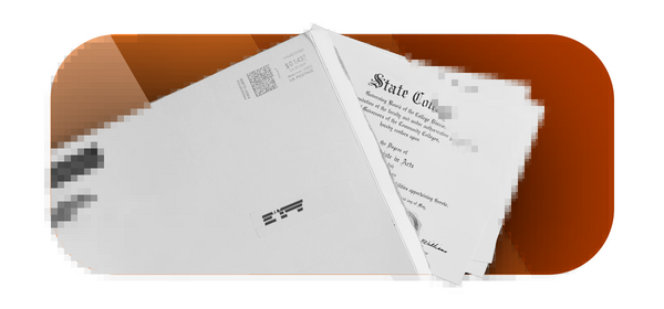 A open envelope with several associate’s degrees sticking out.