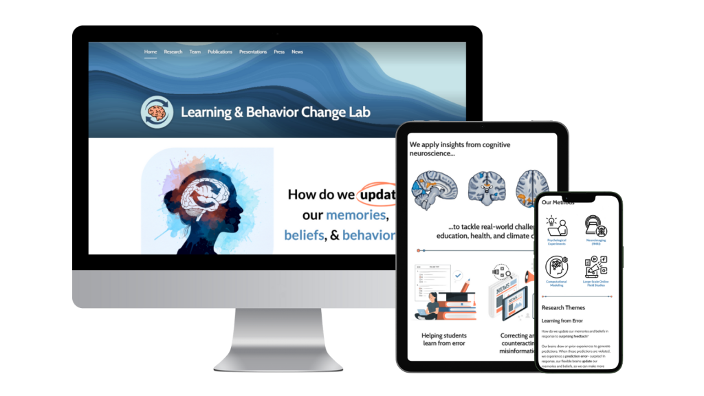 Dr. Allie Sinclair | Learning & Behavior Change Lab website on desktop, tablet, and mobile screens