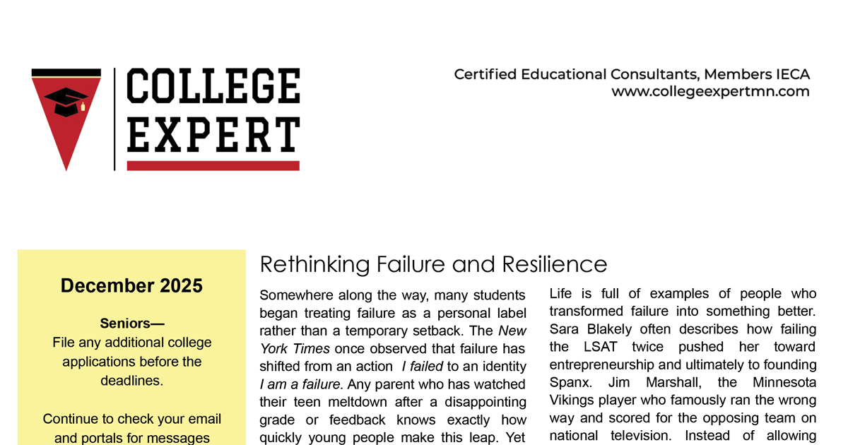 December College Expert Newsletter | College Expert